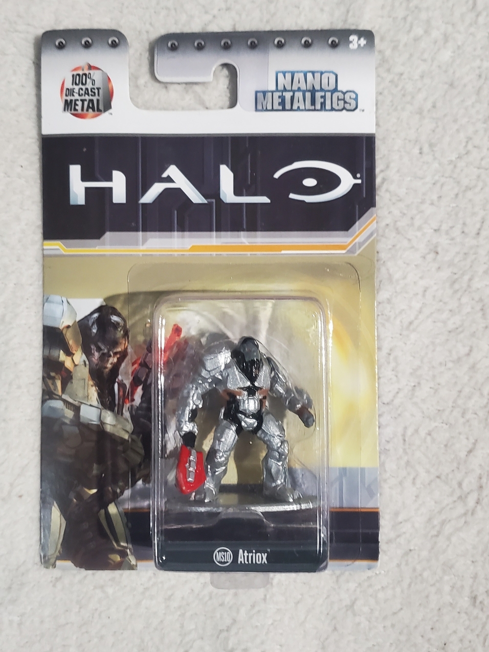 Halo Nano Metalfigs Atriox Figure - Silver and Black with Red Weapon